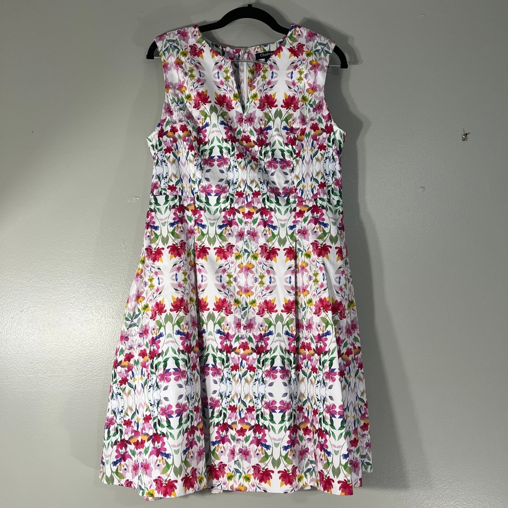 Chadwicks Cotton Floral Fit & Flare Dress 12P Cottagecore garden party tea